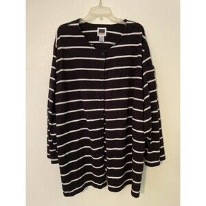 CST Sport Women’s 4X Black White Button Up Sweater Long Sleeve Knit Cardigan